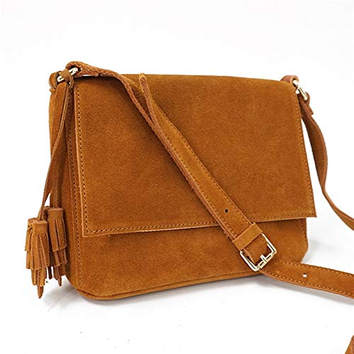 DieffematicDJB Bauchtasche Damen Damen Leder lässig Schultertasche Damen niedlich Casual Wildleder Tassel Fringe Music Festival Messenger Bag