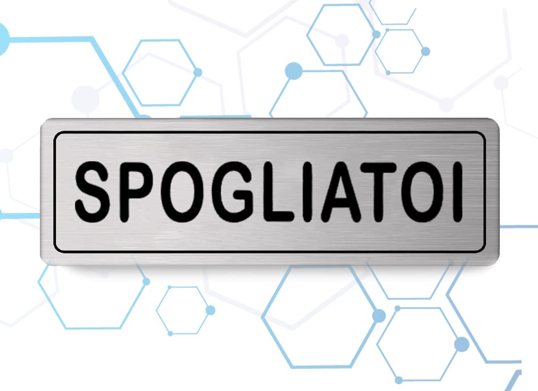 Targa spogliatoi in Alluminio Satinato 150mm x 50mm - Targhette Autoadesive | Stickers, Klebeetikett | Impermeabili Lavabili, Palestre, Pub