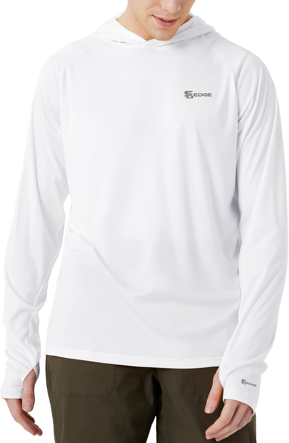 Men’s UPF 50+ Hoodie Rash Guard Shirt Long Sleeve with Thumb Holes Moisture Wicking Quick Dry Fishing Running Hiking