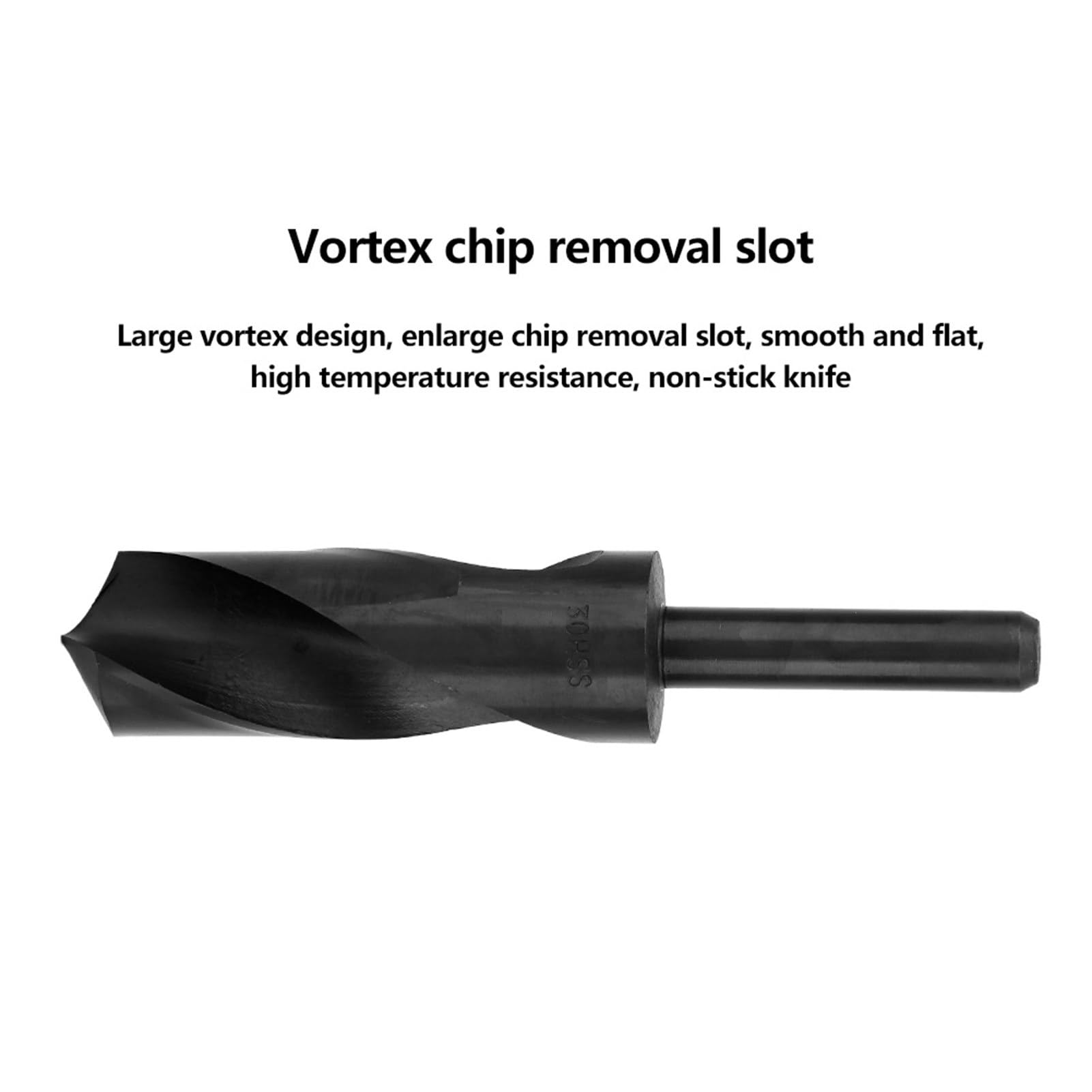 Broca de mango redondo negro de 1/2 pulgada Herramienta de broca helicoidal de acero de alta velocidad para materiales de metal y madera(30mm)