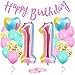 Palloncino per 11° compleanno, 11° compleanno, rosa, palloncino per 11° compleanno, gigante in pellicola con numero 11, Happy Birthday, festone per 11° decorazione di compleanno e ragazza