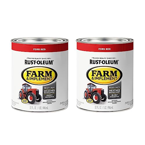 Image of Rust-Oleum 280155-2PK Farm & Implement Enamel Paint, Quart, Ford Red, 32 Fl Oz (Pack of 2)