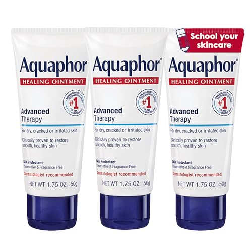 Image of Aquaphor Advanced Therapy Healing Ointment, Hypoallergenic, Fragrance Free Body Moisturizer for Dry Skin and Minor Wound Care, Travel Size Skin Care Set, 1.75 Oz Tube, Pack of 3