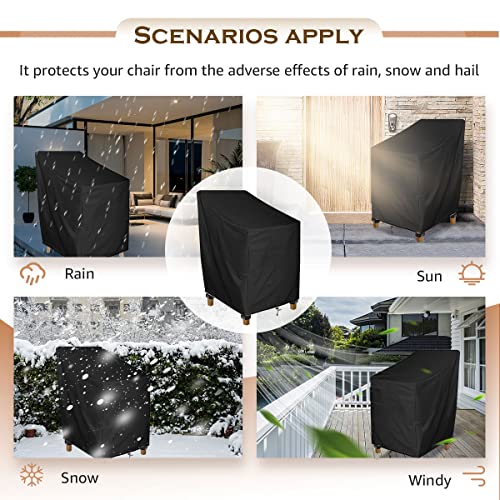 Quekehis Outdoor Chair Cover 420D Waterproof Patio Stackable Chair Cover Stacking Chair Cover With Elastic Drawstring Lawn Patio Furniture Protective Cover 35X35X47/35 Inch Black #TOP5