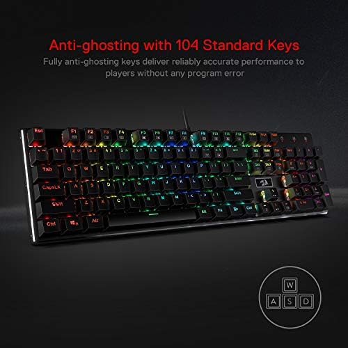 Redragon K556 Wired RGB Mechanical Gaming Keyboard, 104-Key Aluminum Board - 1