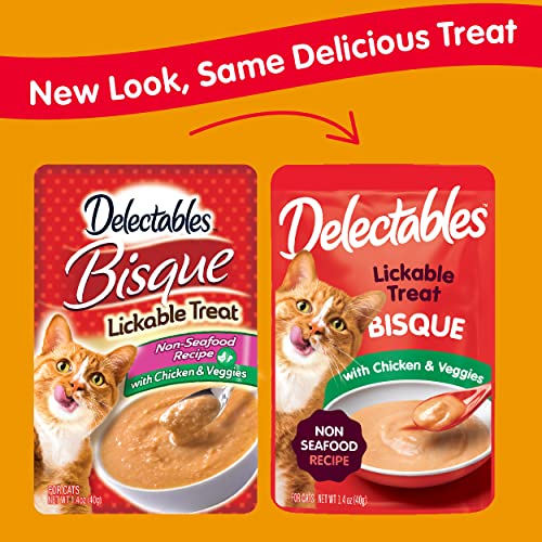 Hartz Delectables Non-Seafood Bisque Lickable Wet Cat Treats For Adult & Senior Cats, Chicken & Veggies, 12 Count #TOP2
