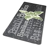 Hanse Home Loop Teppich Läufer – Teppichläufer Mit Schriftzug Weicher Kurzflor Teppich Modernes Design für Flur, Schlafzimmer, Kinderzimmer, Badezimmer, Wohnzimmer, Küche – Grau Grün Creme, 67x180cm