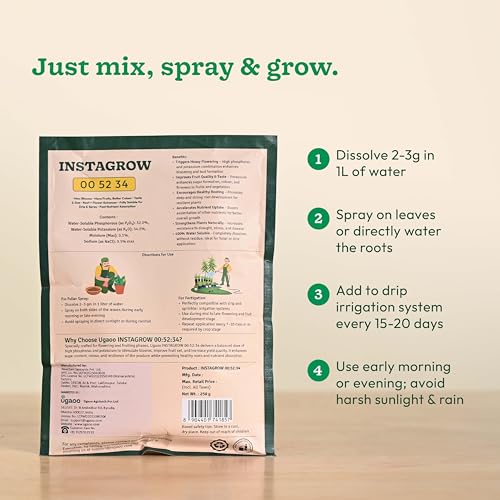 Image of Ugaoo InstaGrow NPK 00:52:34 Fertilizer (250g) | Water-Soluble Fertilizer for Flowering & Fruiting | Boosts Root Growth & Bloom Quality
