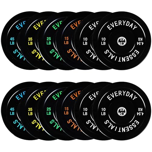 Fitvids Olympic Bumper Plates Set 2 Weight Plates for Strength Training & Weightlifting Set: 280 lbs (4x 10LB+2x 15/25/35/45 LB Pairs)