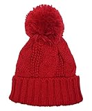 [ドリームウォーク] ニット帽 帽子 ポンポン付き キッズ ガールズ・ボーイズ 子供服 (0.ラベルなし 子供サイズ Red) 親子お揃い 親子ぺアルック ペア