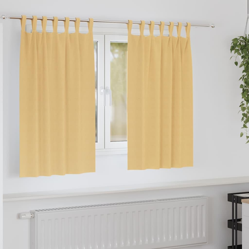 Verdunkelungs-Vorhänge mit Ringen beige 140 x 140 cm 2 Stück Polyester, Blickdicht, waschbar, Schlaufenschal für Wohnzimmer, Schlafzimmer, Küche, Thermovorhänge, Gardinen mit Ösen