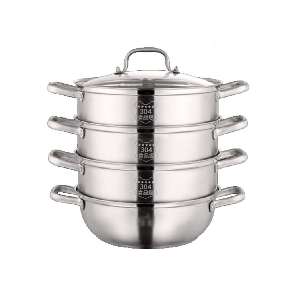 Marmite à soupe à vapeur 4 couches 28cm inox pour gaz et induction