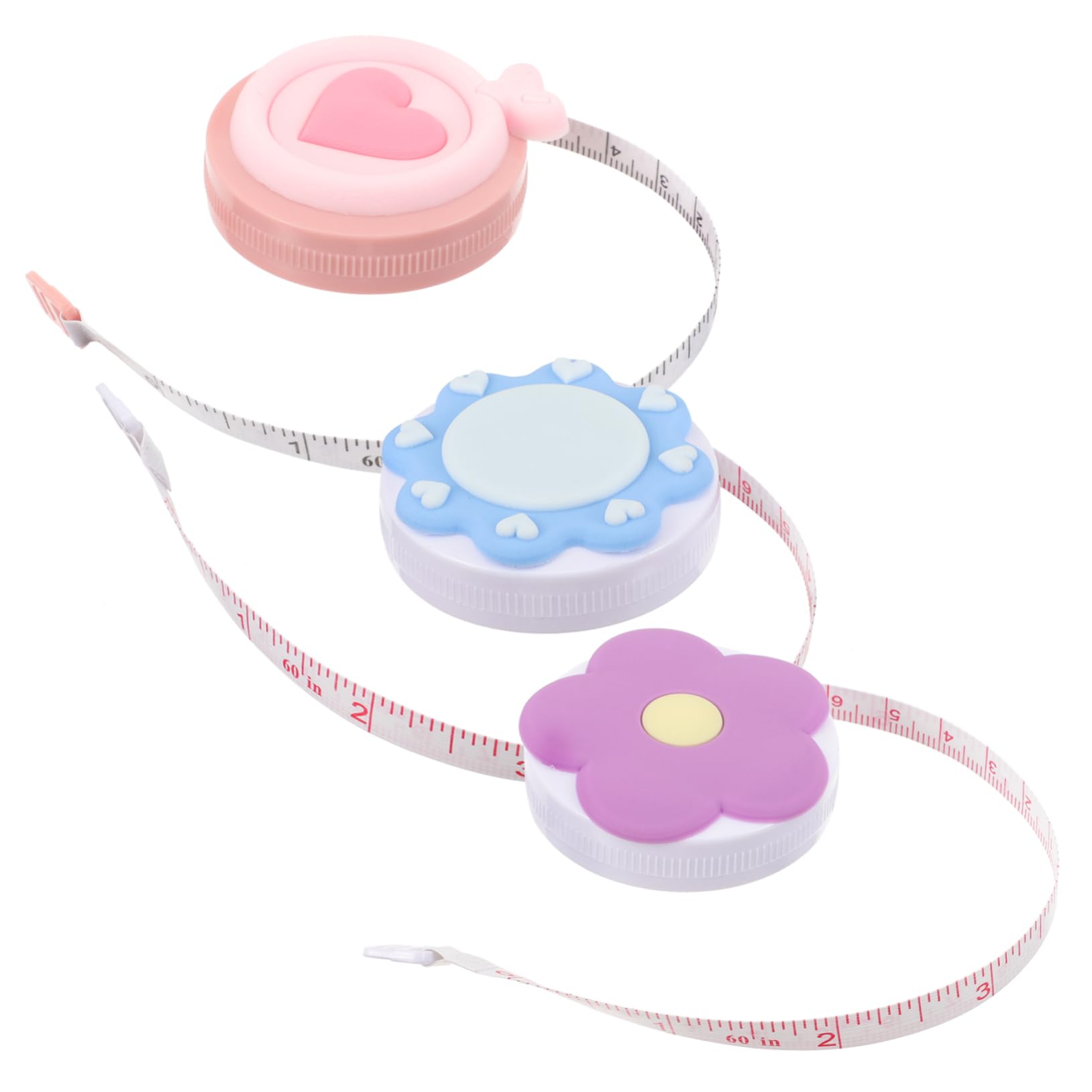 Operitacx 15piezas Retractable Measuring Tape for Body Measurements Mini Cute Tape Measure Double-sided Soft Measuring Tool for Tailoring and Sewing Sun Heart Flower