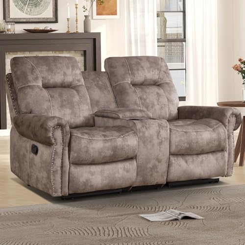 EBELLO Recliner Loveseat Sofa with Storage and Cup Holders