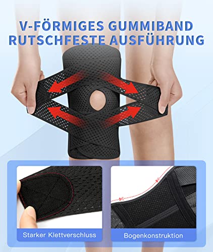 ProWaves Kniebandage Männer Damen mit Seitenstabilisatoren Patella Kniebandages Orthopädische Kniebandage Meniskus Kniestütze für Meniskusriss Knieschmerzen Sport Arthritis Erholung Einstellbar XXXL