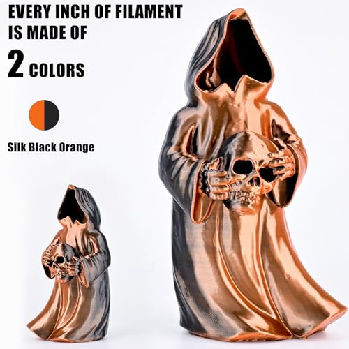 Image of OVV3D Silk PLA Filament 1.75mm, Dual Color PLA Filament 3D Printer Filament, Black Orange Multicolor 3D Printing Filament + /-0.02mm, Halloween Filament 1kg /2.2lb
