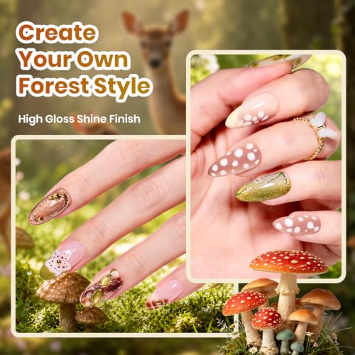 Image of Beetles Green Gel Nail Polish Set, Deerwood Tale Fall Nails with Liner Gel