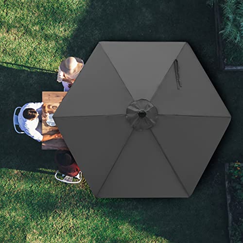 Image of MASTERCANOPY Patio Umbrella 7.5 ft Replacement Canopy for 6 Ribs-Dark Grey Canopy Only