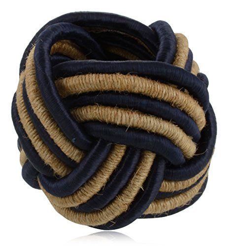 Image of Handmade Eco Friendly Napkin Ring Holder Set for Dining Table Decoration (Blue and Brown) - Pack of 6