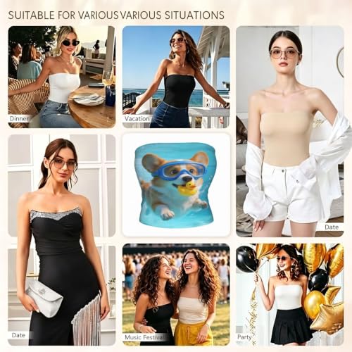 Top sin tirantes para mujer Diving Dog - Bandeau sin costuras con silicona antideslizante, bralette suave y elástico miniatura 6