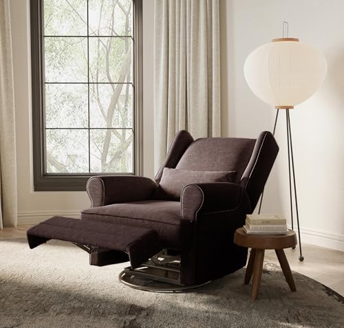 Sillón reclinable giratorio peluche Marrón miniatura 1