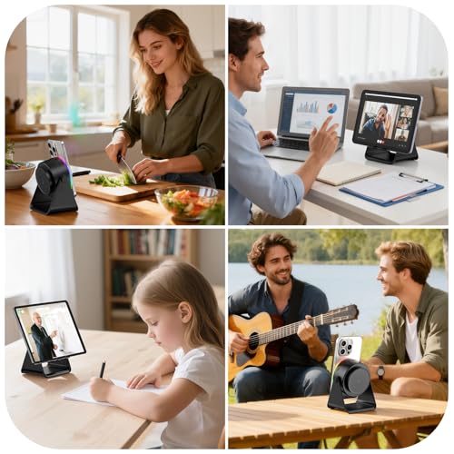 Image of TARKARI Wireless Induction Speaker, Multifunctional Bluetooth Phone Holder with RGB Light & 360 Rotation, HD Surround Sound, Compatible with iPhone /iPad /Android /Samsung - Gift for Men and Women