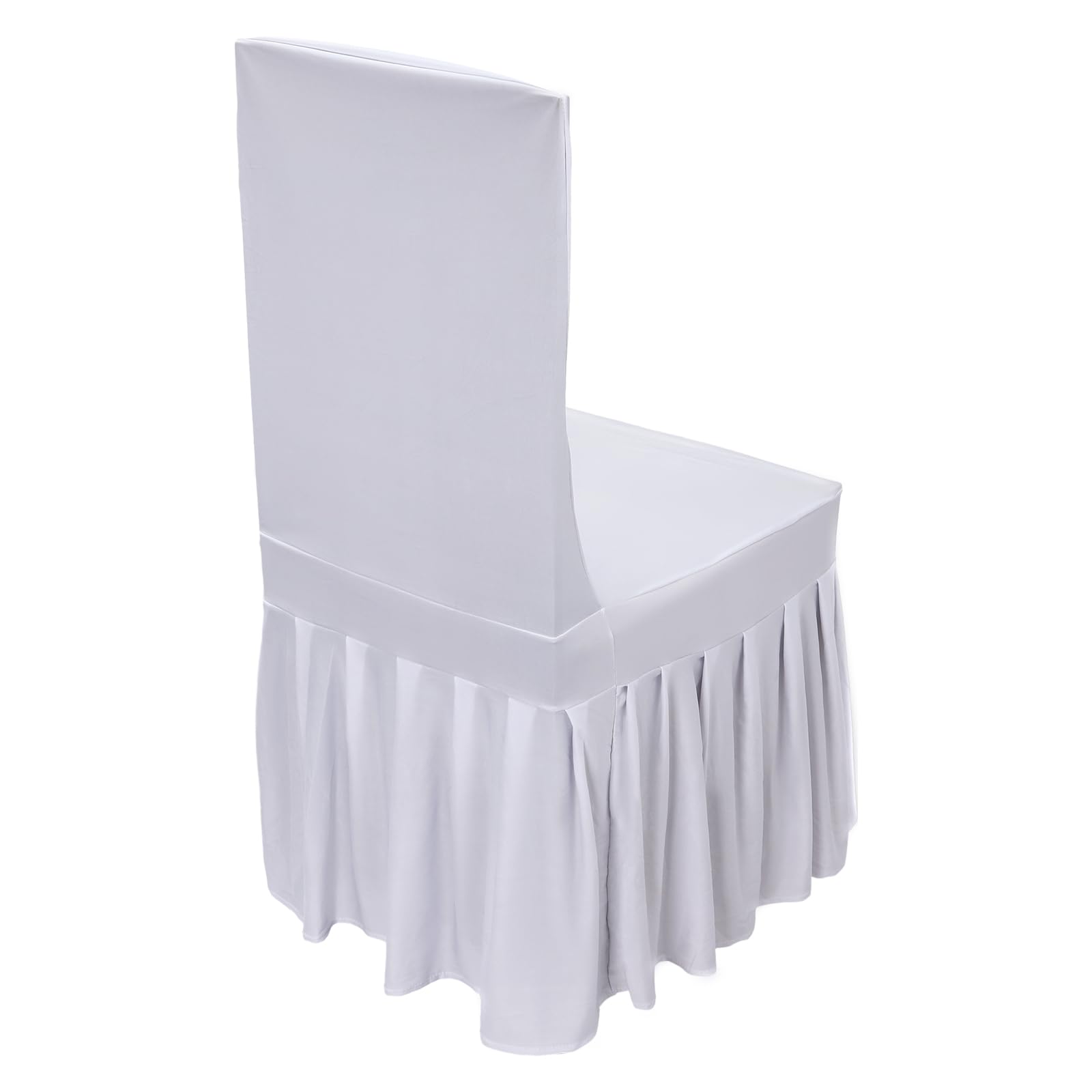 30 Stück Stuhl Slipcover, Stretch Esszimmer Stuhl Slipcover mit Rock, Universeller Esszimmerstuhl Schonbezug, Stuhlabdeckungen für Hochzeit Party, Weiß