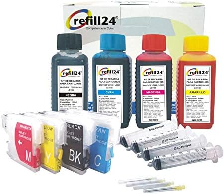 Cartucce Ricaricabili Compatibile Per Brother LC 1100,LC 980,LC 985 Con Kit Di Ricarica