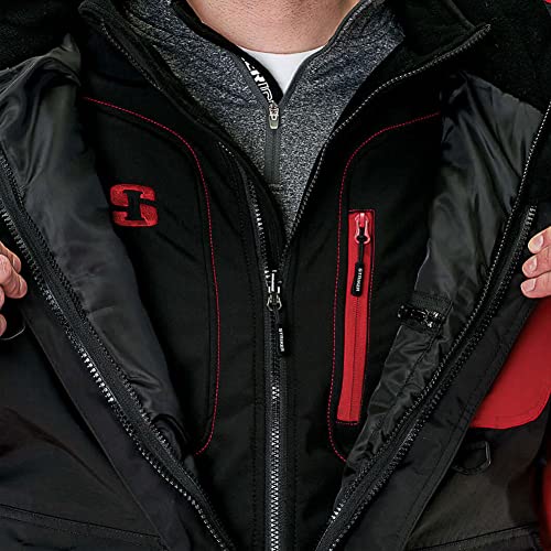 Striker Men's Climate Durable Windproof Water-Resistant Insulated Outdoor Ice Fishing Jacket With Removable Hood & Sureflote Flotation Technology, Black/Red, 3X-Large #TOP3