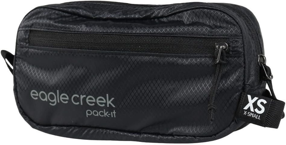 Eagle Creek Pack-It Isolate Quick Trip - Compact Travel Toiletry Bag for Optimizing Luggage Space - Lightweight - Water-Resistant - Easy-Grab Zipper - Sustainable Materials - X-Small - Black