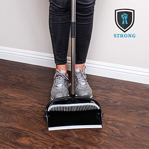 Gamli Broom And Dustpan Combo Set - Rotatable Wisp Cleaning For Kitchen Floor, Indoor, Hardwood Floors, Industrial, Lobby. Adjustable Broom Pole, Windproof Dustpan - Free Broom Holder #TOP7