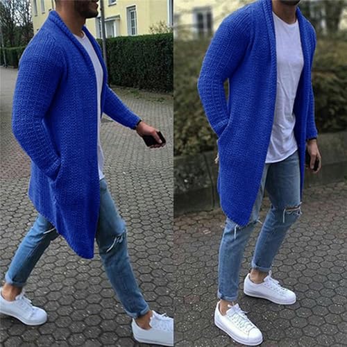 Men Open Front Long Sleeve Knit Cardigan Shawl Collar Sweater with Pockets Shawl Collar Open Front Knit Sweater2