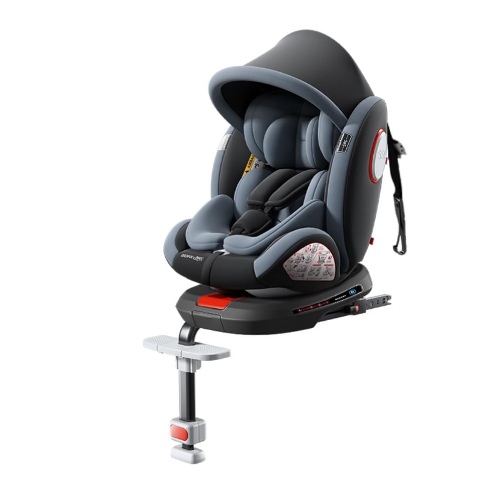 Seggiolino Auto 0-36 kg Isofix i-Size, poggiatesta regolabile,Gruppo 0/1/2/3,per bambini piccoli e neonati con poggiapiedi(grigio)