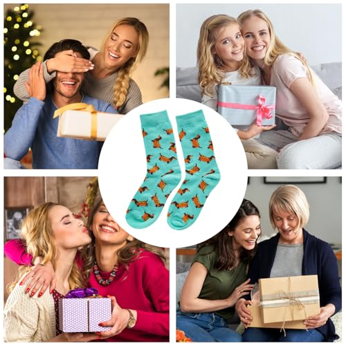 1 Paar Dackel Socken Lustige Socken für Männer und Frauen Dackel Geschenk Lustig Design Baumwolle Socke Casual Mode Atmungsaktiv Witzig Bunt Unisex Einheitsgröße