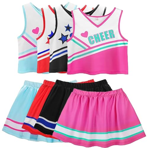 Kids Girls Cheerleader Dress Set School Sleeveless Crop Tops Pleated Dress Set Preppy Performance Dresses Outfit2