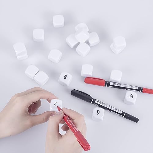 Miniatura 3 de Dados acrílicos de 0.787 pulgadas con superficie alisada de seis caras con esquinas redondeadas, cubos de dados blancos en blanco para juegos de