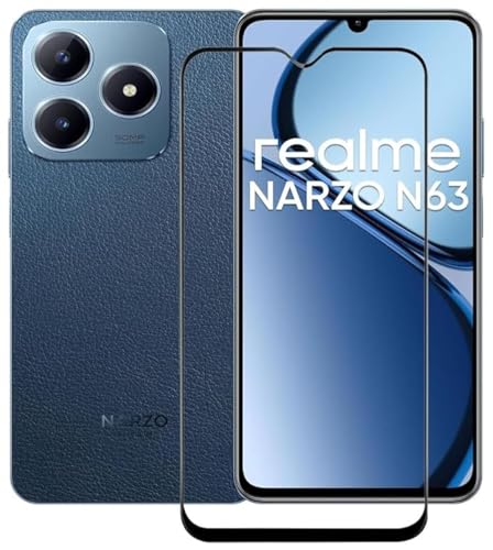 Image of Tempered Glass Screen Protector Compatible for Realme Narzo N63, Realme C63 (Black) with Edge to Edge Coverage and Easy Installation kit