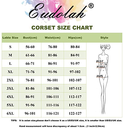 EUDOLAH Floral Pleated Trim Bustier Fancy Women Corset Dress Sexy Laced Lingerie(Black,L) steampunk buy now online