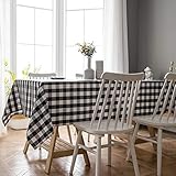 Aquazolax Mantel rectangular para mesa de picnic de 6 pies, mantel de picnic a cuadros para fiestas/reuniones, 60 x 84 pulgadas, blanco y negro