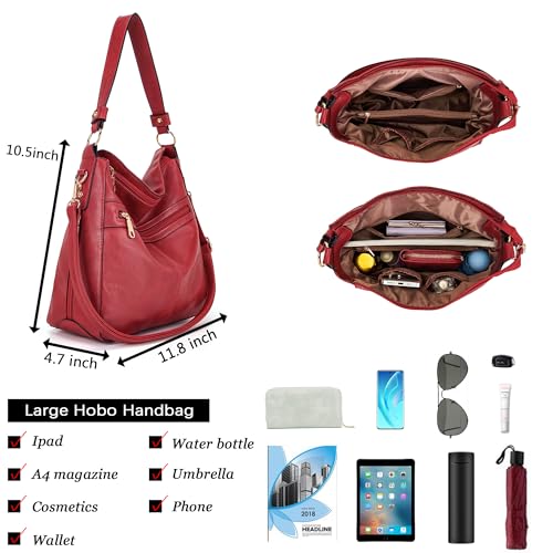 Image of Qiyuer Purses for Women 4PCS Handbags and Wallet Set Large Hobo Bag | Vegan Leather,Daily Commuting,Crossbody /Shoulder Bags,Multi card slot wallet