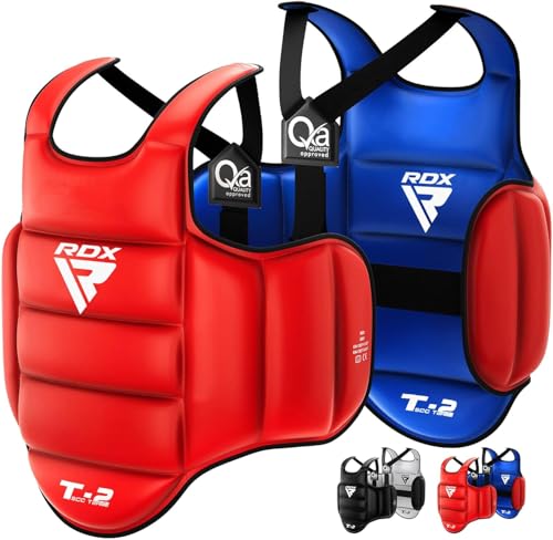 RDX Körperschutz Kampfsport, SATRA Genehmigt, Reversible Kickboxen Bauchschutz, MMA Boxen Muay Thai Body Protector, Karate Kampfweste, Körperschutzweste Taekwondo Brustschutz Körperpanzer Chest Guard