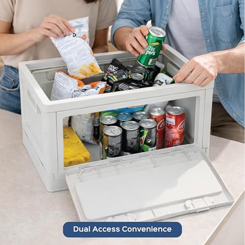Image of HomeStrap Multi Stack Storage Box Set of 3 | Foldable & Stackable Organizer with Front and Top Open Door | Multipurpose Dual Access Storage Box for Home, Kitchen, Camping & Travel