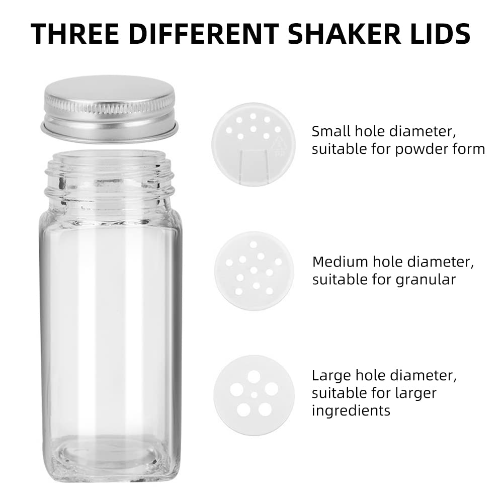 24 quadratische Glasflaschen mit 24 Etiketten, 120-ml-Shaker-Deckel und luftdichten Metallkappen. Zusammenklappbarer Trichterbecher aus Silikon, Pinsel und Markierungsstift im