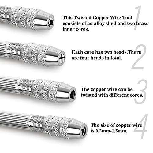 Grevosea 2 Pieces Twisted Copper Wire Tool Diy Jewelry Accessories Wire Twisting Tool With 2 Rolls Copper Wire For Jewelry Making Winding Copper Wire Mini Pin Vise Jewelry Making Supplies #TOP1