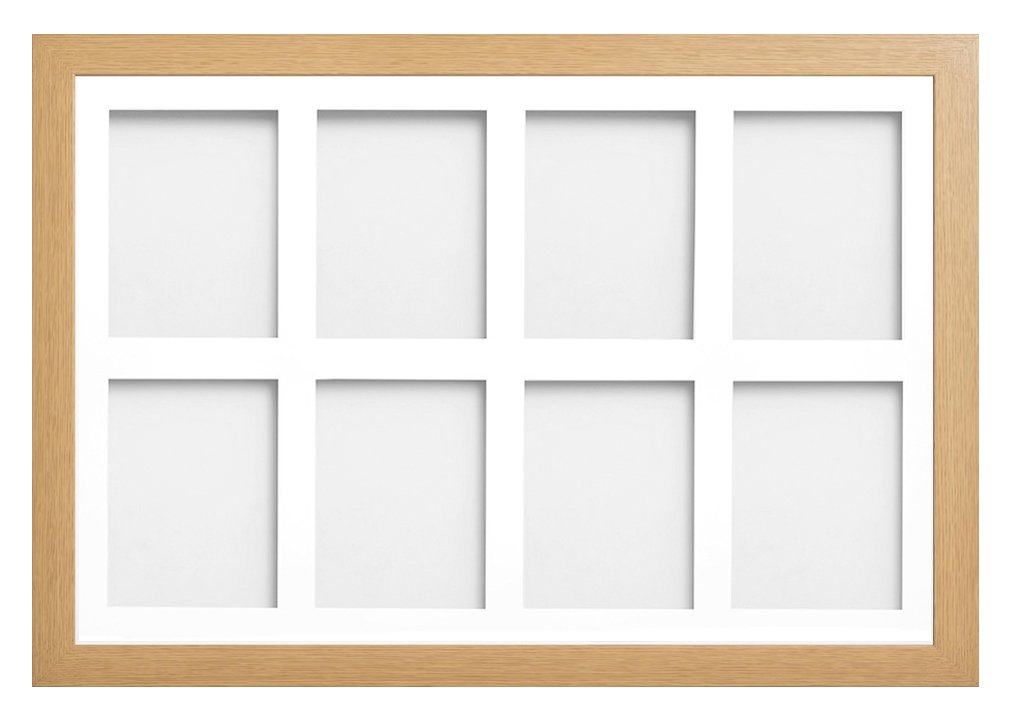 Frame Company Watson Beech Multi-Aperture Photo Frame with Mount, 30x20 for 8x6 (x8) * Choice of Frame Colour and Mount Design* NEW