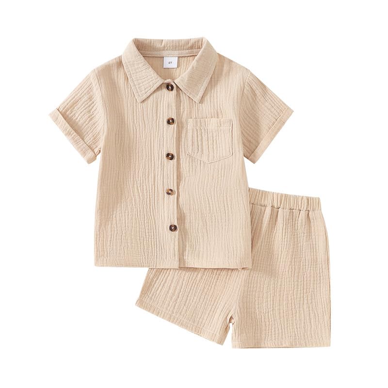 Twosya Baby Boys Summer Clothes Toddler Boys Button-down Shirt Tops + Shorts Outfit 2PCS 6 Months-7 Years
