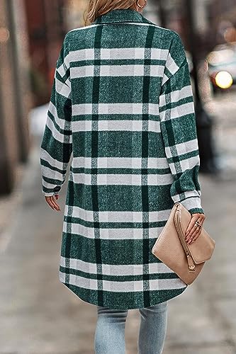 Image of PRETTYGARDEN Womens Plaid Shacket Jacket Flannel Shirts
