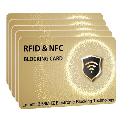 SaiTech IT RFID Blocking Cards Protect Your Entire Wallet, Purse, and Cards from NFC Contactless Theft Wallet for Men & Women - WG Golden (5 Pcs Golden)