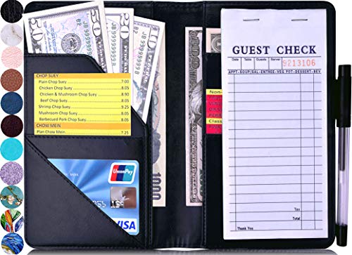 Black Server Book Waiter Book for Server Wallet,Cfeclog Waitstaff Server Book Waitress Book Organizer Waitstaff Book Server Guest Book Guest Check Book Holder 5x7