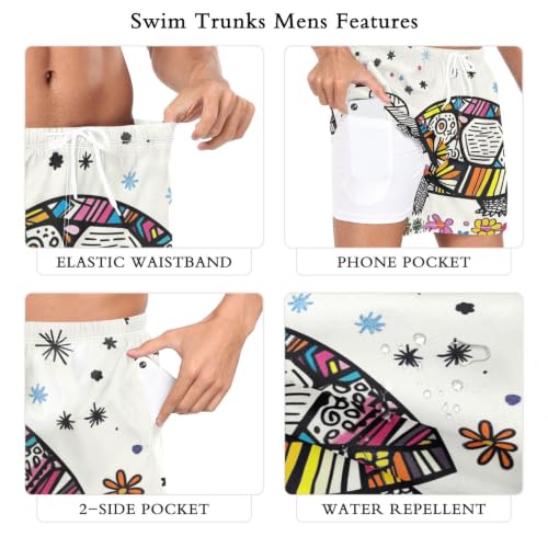 Pantalones cortos de playa para hombre de secado rápido con estampado de tortuga blanca 6